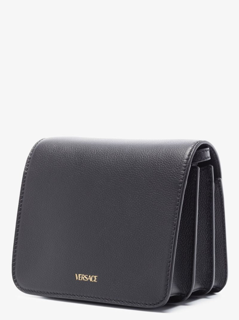 Black La Medusa Leather Cross Body Bag