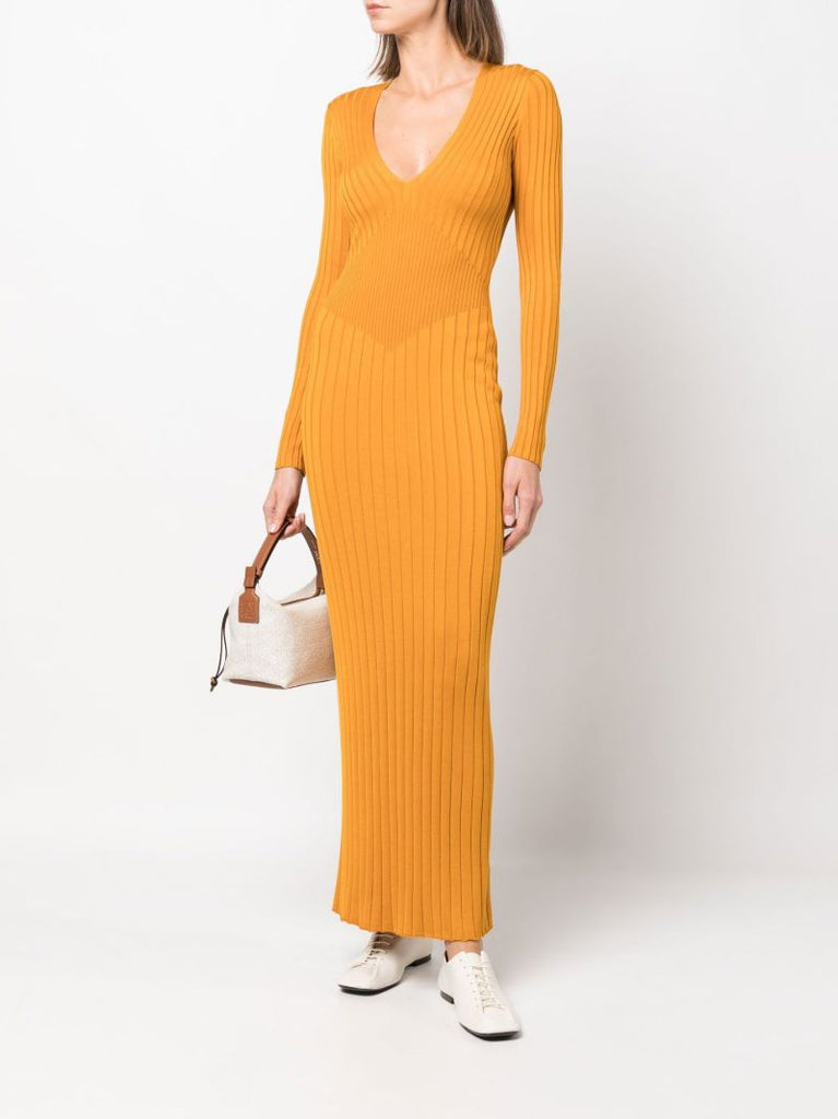 Yellow Nikolai Long Sleeve Silk Maxi Dress