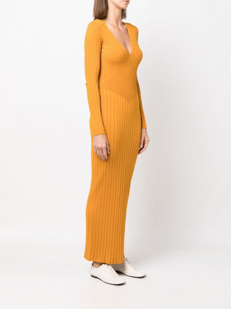 Yellow Nikolai Long Sleeve Silk Maxi Dress