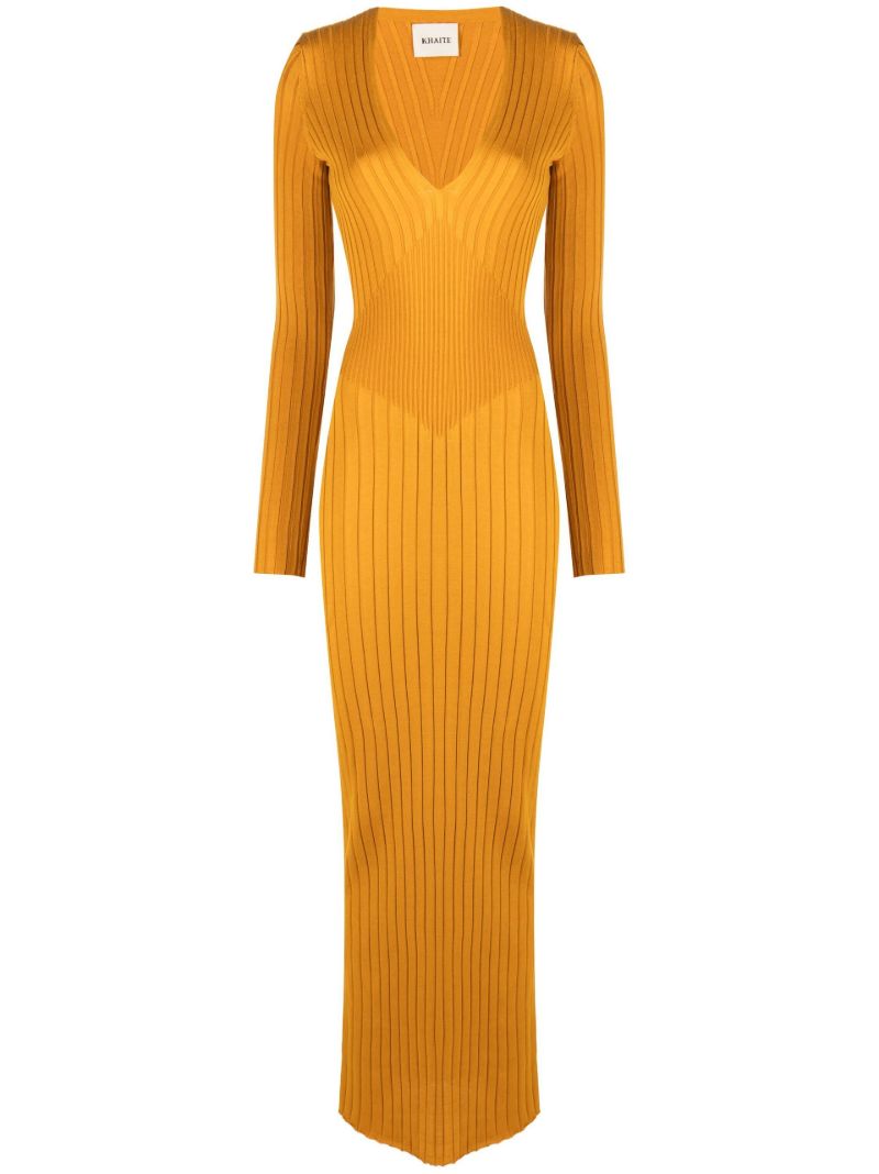 Yellow Nikolai Long Sleeve Silk Maxi Dress