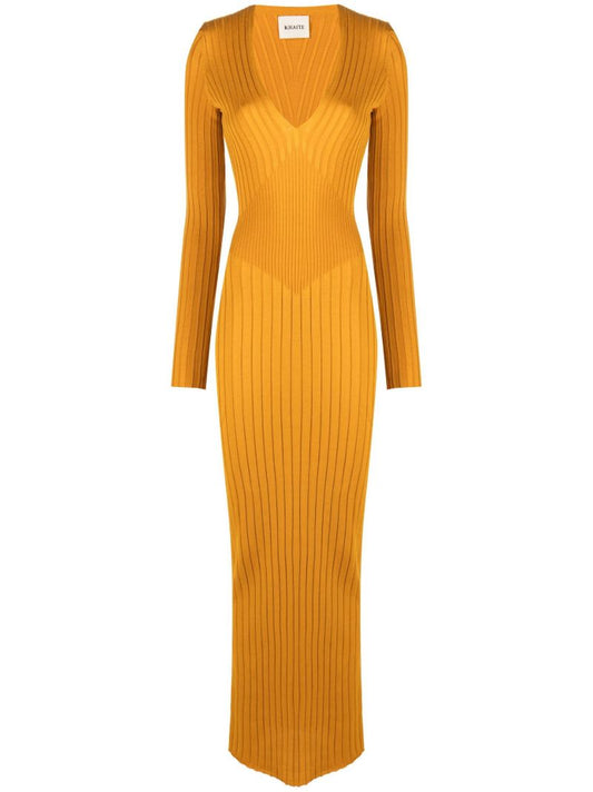 Yellow Nikolai Long Sleeve Silk Maxi Dress