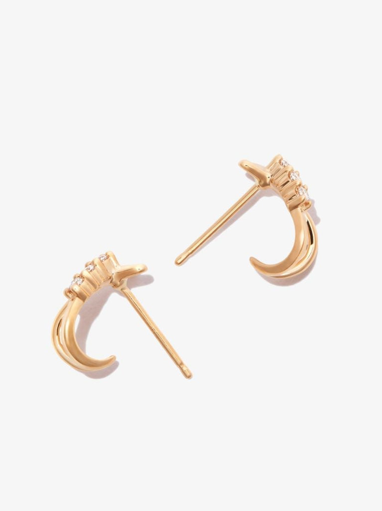 14k Yellow Gold Ava Bea X Diamond Huggie Earrings