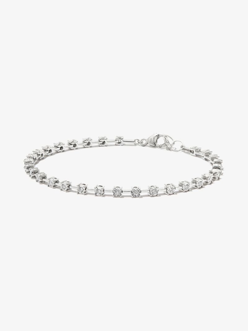 14k White Gold Ava Bea Interval Diamond Tennis Bracelet