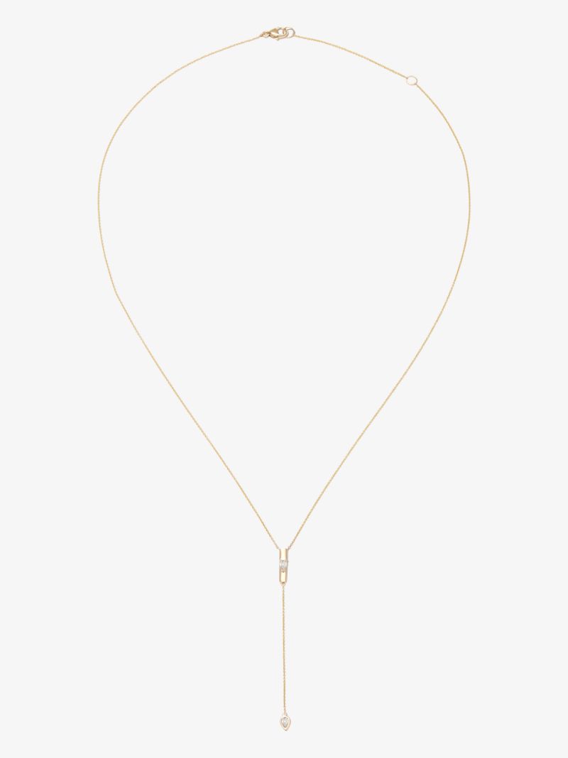 14k Yellow Gold Taylor Elaine Pear Vertical Bar Lariat Diamond Necklace