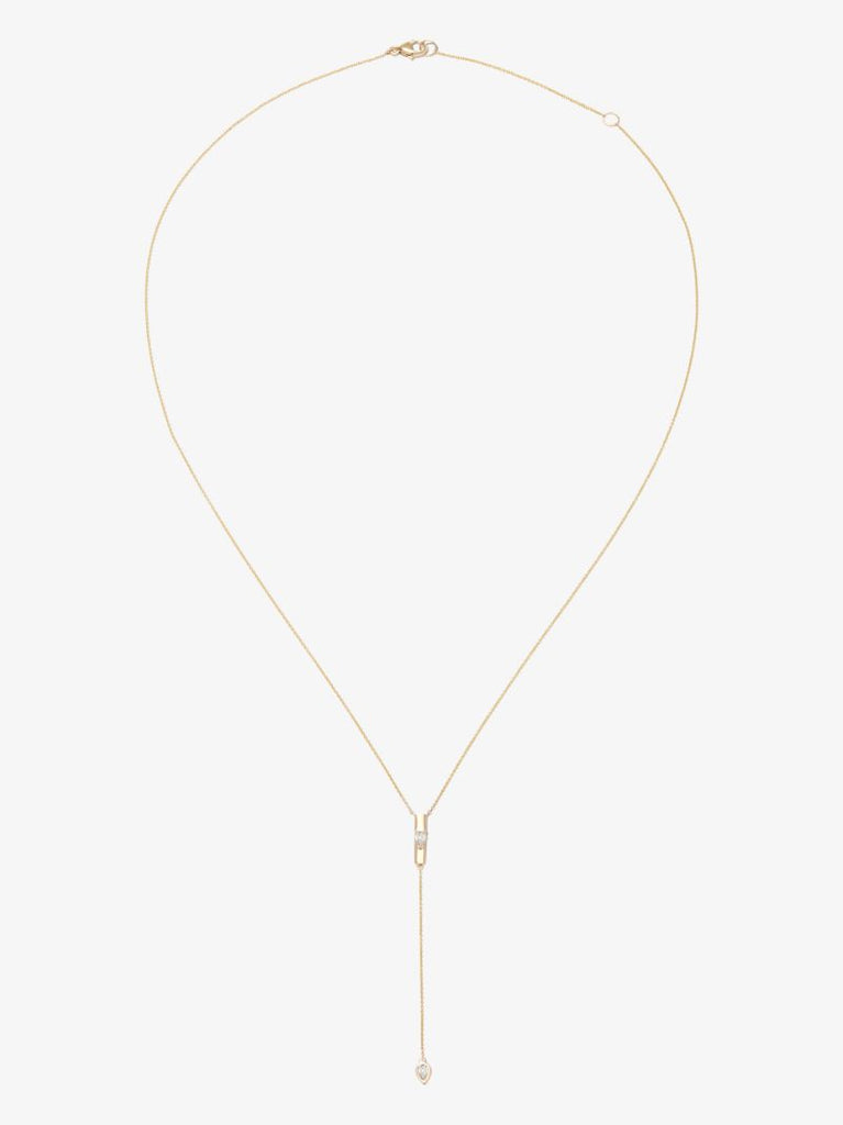 14k Yellow Gold Taylor Elaine Pear Vertical Bar Lariat Diamond Necklace