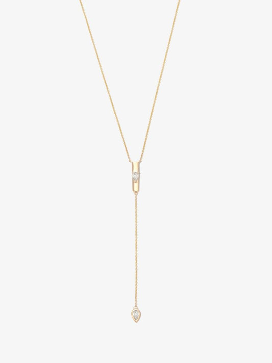 14k Yellow Gold Taylor Elaine Pear Vertical Bar Lariat Diamond Necklace