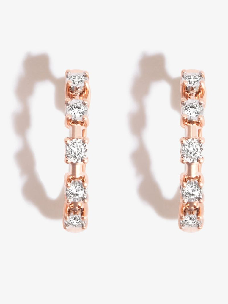 14k Rose Gold Ava Bea Interval Diamond Hoop Earrings