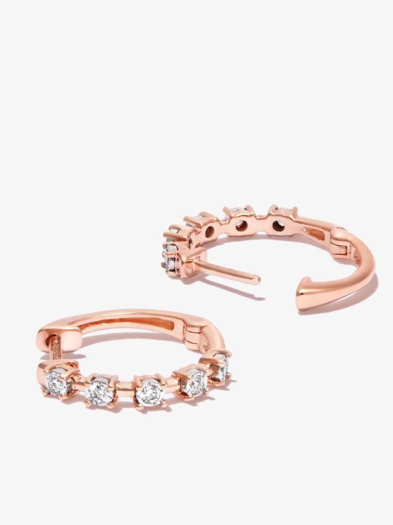 14k Rose Gold Ava Bea Interval Diamond Hoop Earrings
