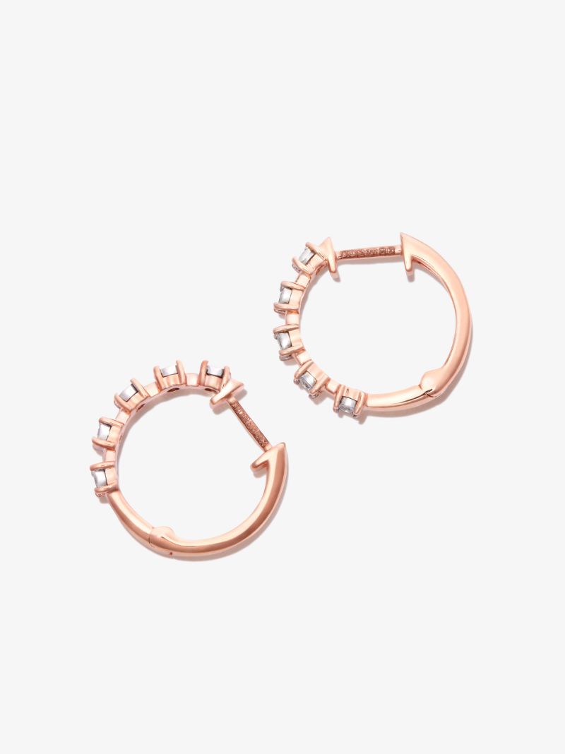 14k Rose Gold Ava Bea Interval Diamond Hoop Earrings