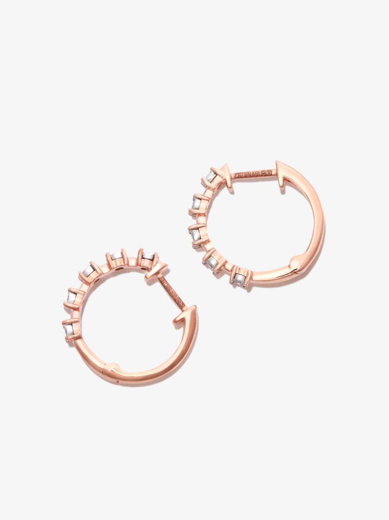 14k Rose Gold Ava Bea Interval Diamond Hoop Earrings