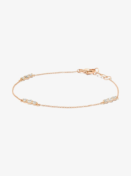 14k Rose Gold Ava Bea Trio Station Diamond Bracelet