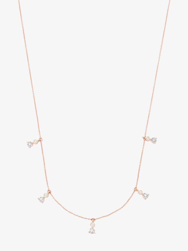 14k Rose Gold Ava Bea Dew Drop Station Diamond Necklace