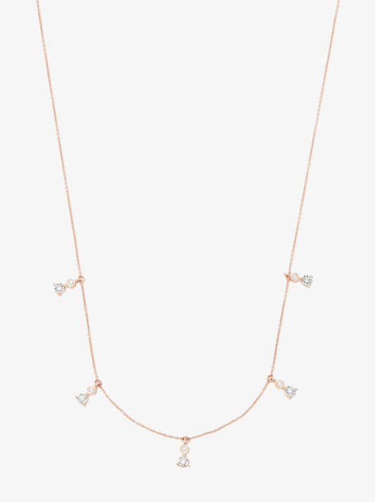 14k Rose Gold Ava Bea Dew Drop Station Diamond Necklace
