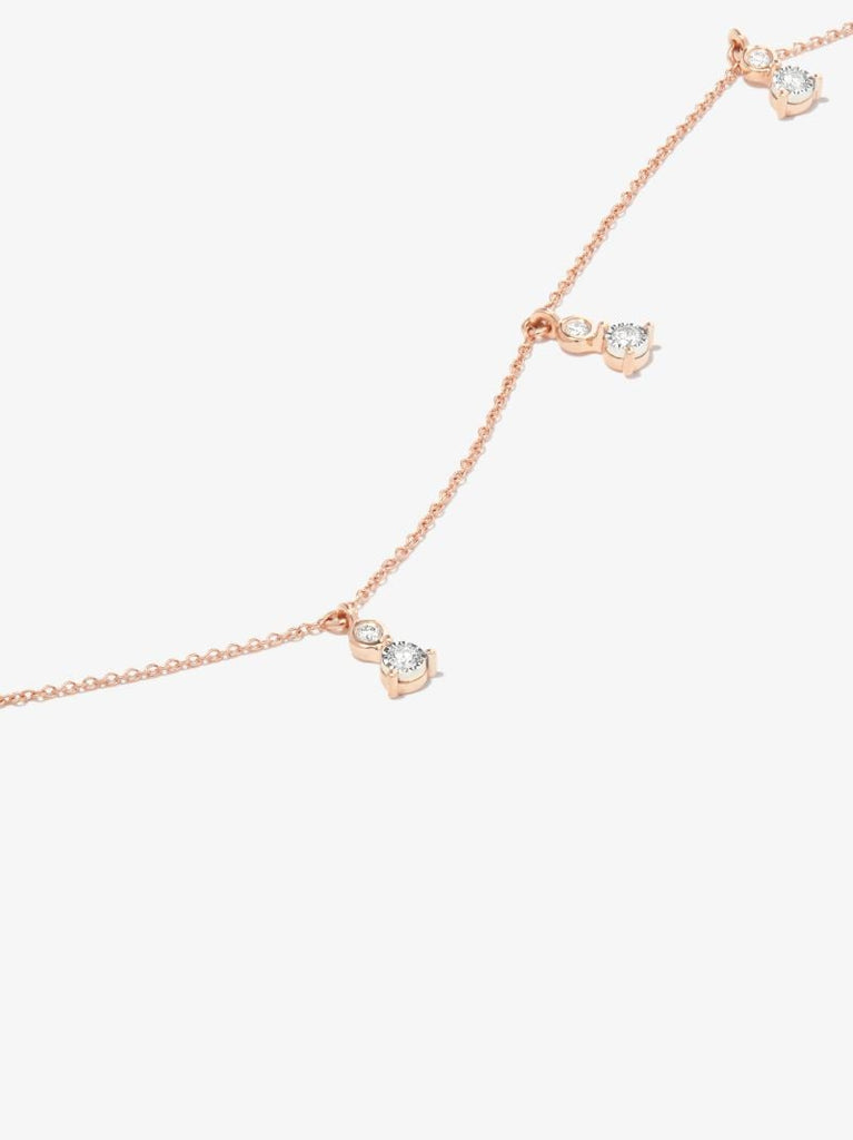 14k Rose Gold Ava Bea Dew Drop Station Diamond Necklace