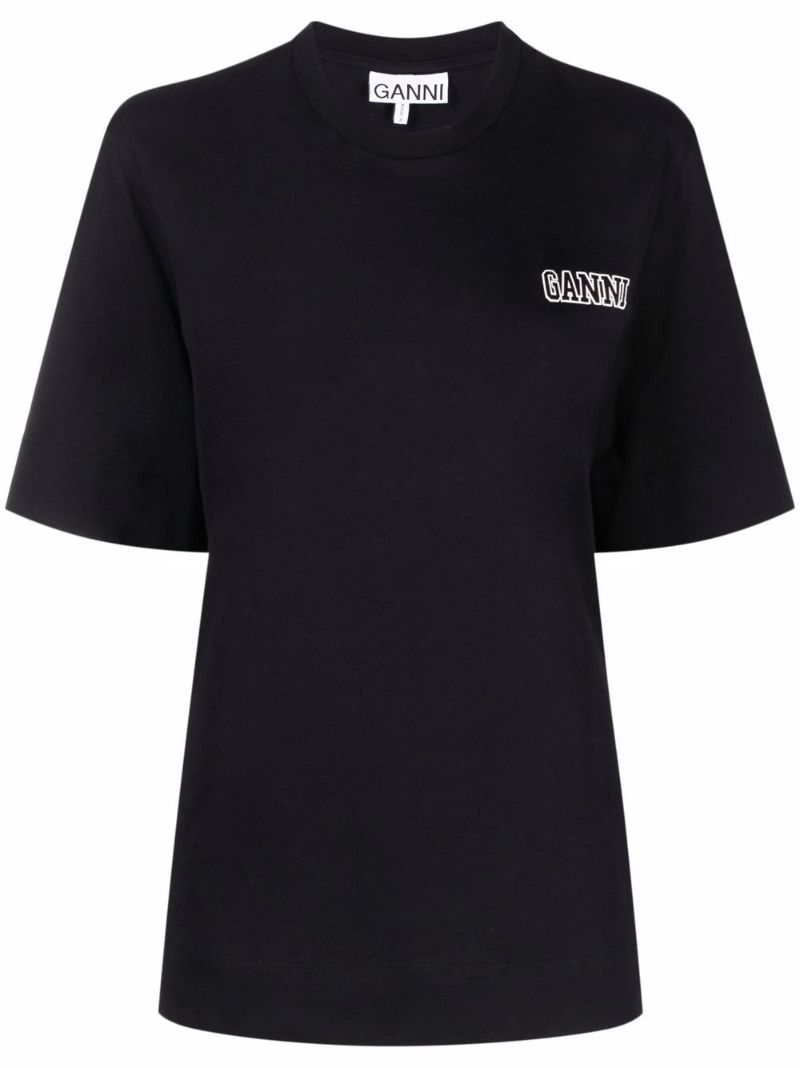 Black Logo-embroidered Organic Cotton T-shirt