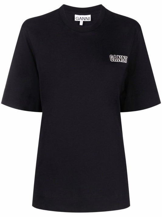 Black Logo-embroidered Organic Cotton T-shirt