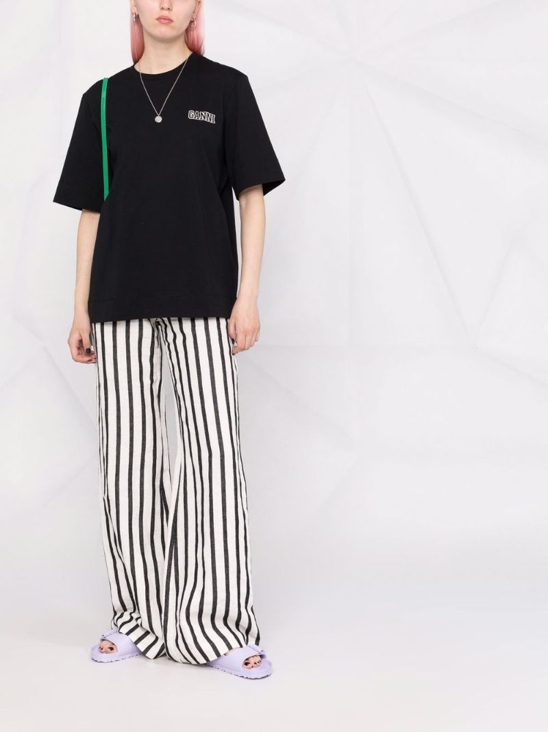 Black Logo-embroidered Organic Cotton T-shirt