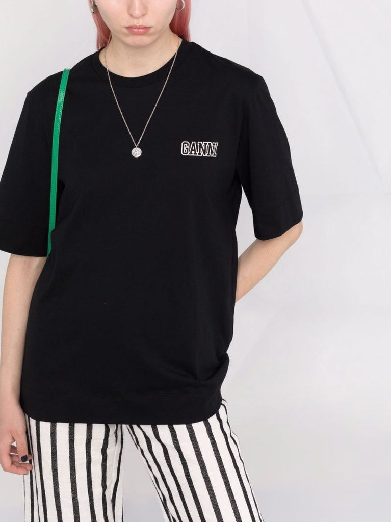 Black Logo-embroidered Organic Cotton T-shirt