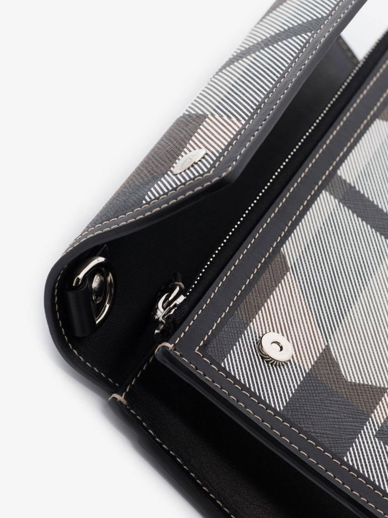 Brown Geometric Check Cross Body Bag