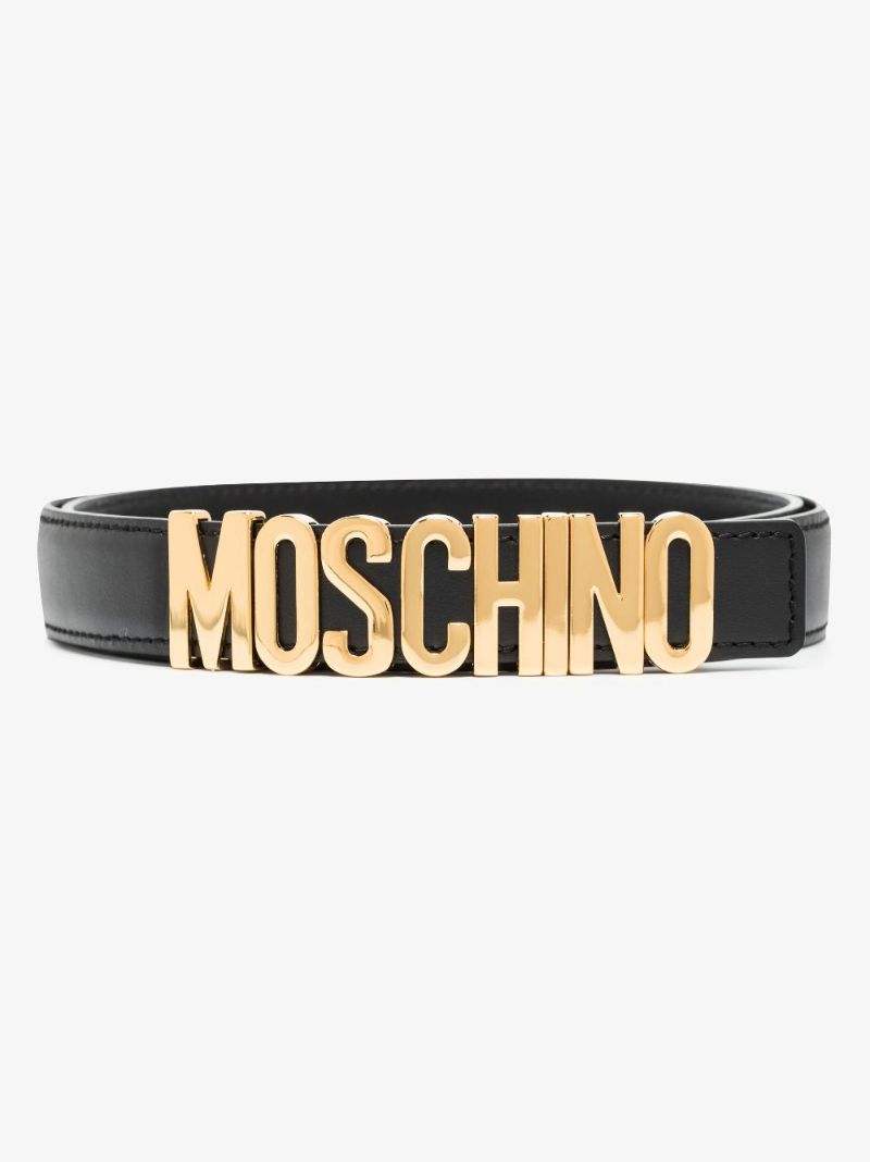 Black Logo Leather Belt