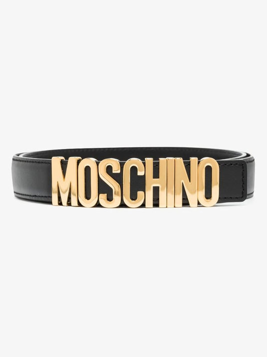 Black Logo Leather Belt
