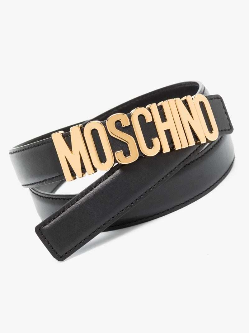 Black Logo Leather Belt