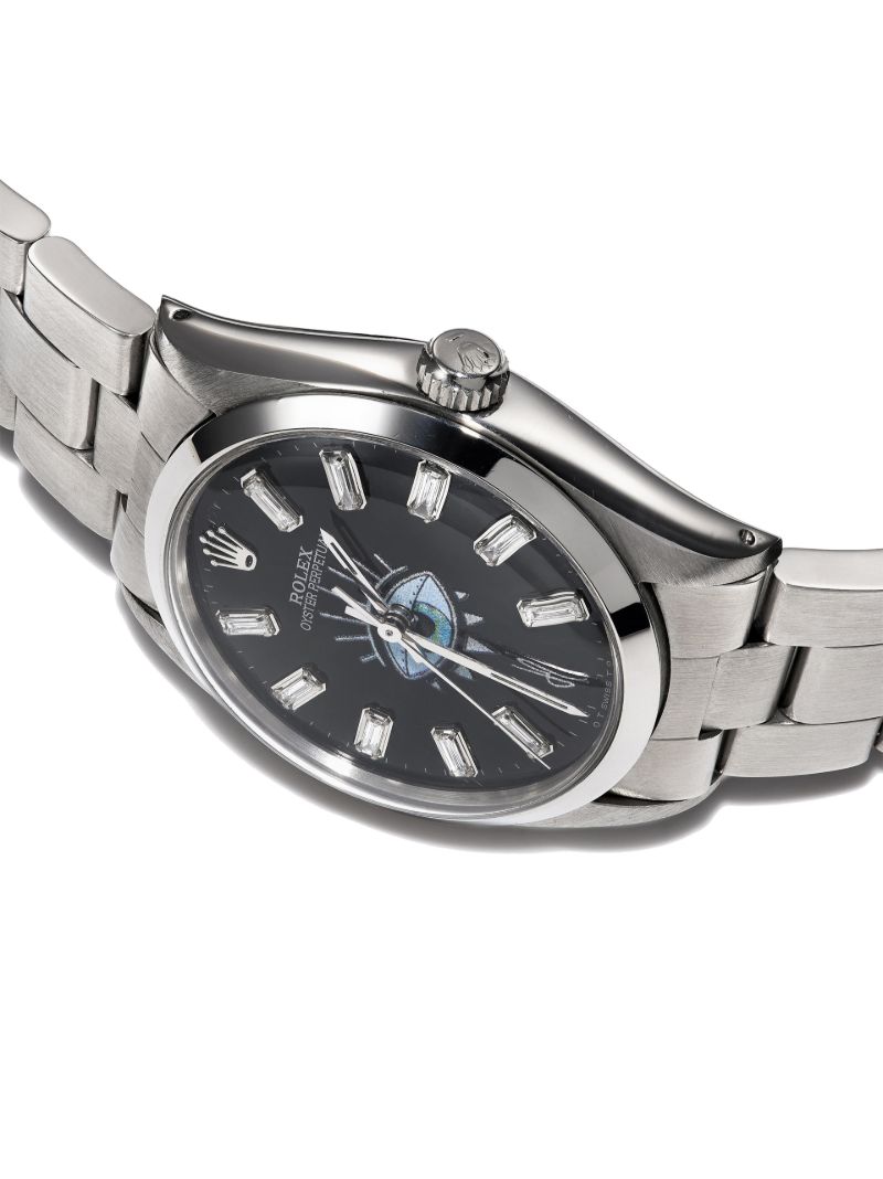 Stainless Steel Reworked Vintage Rolex Oyster Perpetual Watch