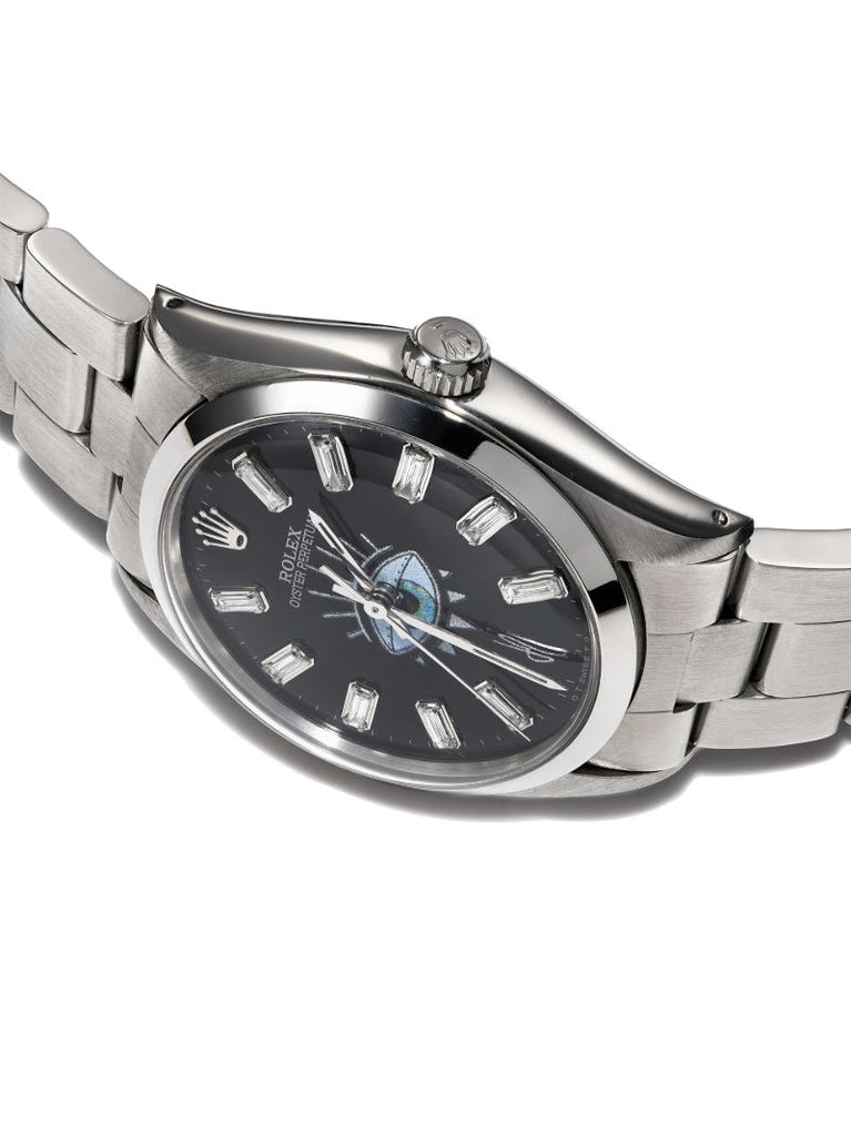 Stainless Steel Reworked Vintage Rolex Oyster Perpetual Watch