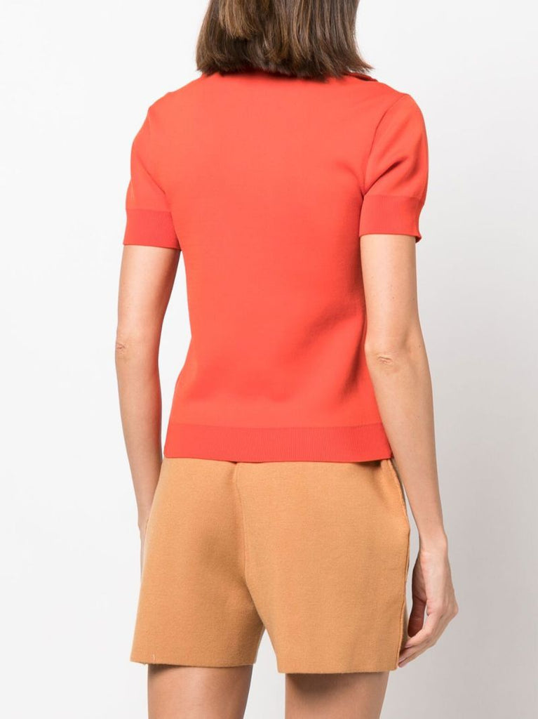 Red Harp Knitted Half Zip Polo Shirt