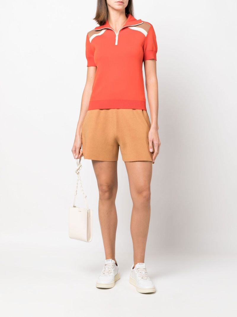 Red Harp Knitted Half Zip Polo Shirt