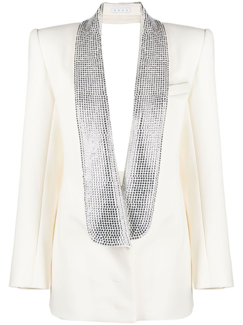 White Crystal-embellished Tailored Mini Dress