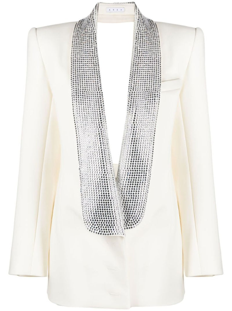 White Crystal-embellished Tailored Mini Dress