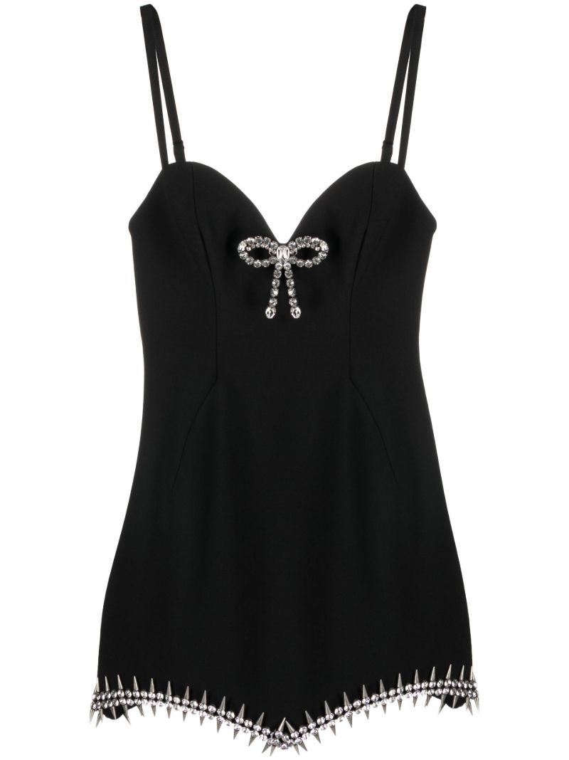 Black Embellished Asymmetric Mini Dress