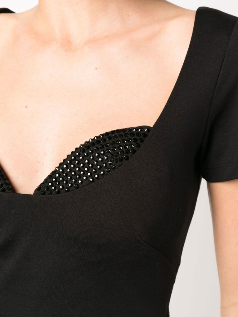 Black Crystal-embellished Cropped T-shirt