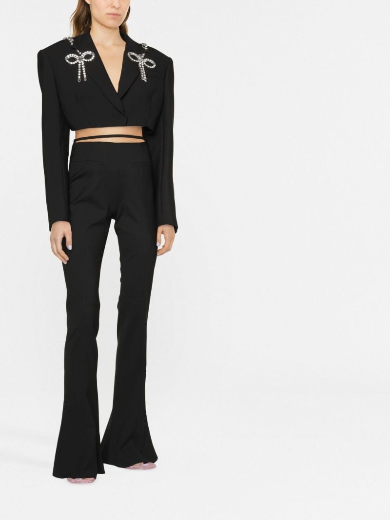 Black Crystal-embellished Cropped Blazer