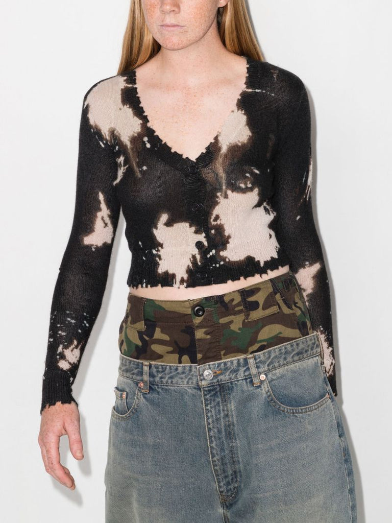 Black Baby Bleached Cashmere Cardigan