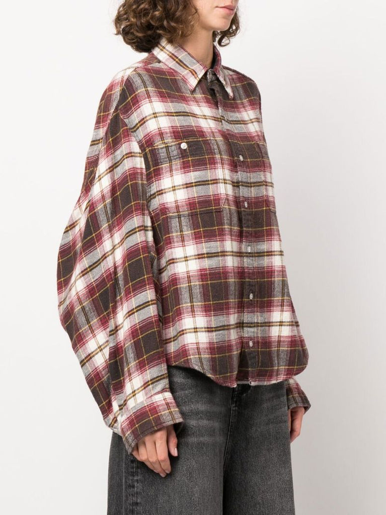 Red Ziggy Check Print Workwear Shirt