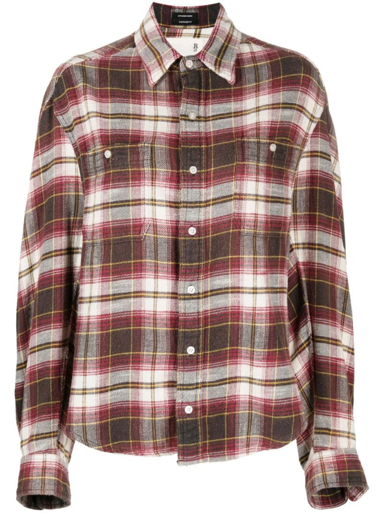 Red Ziggy Check Print Workwear Shirt