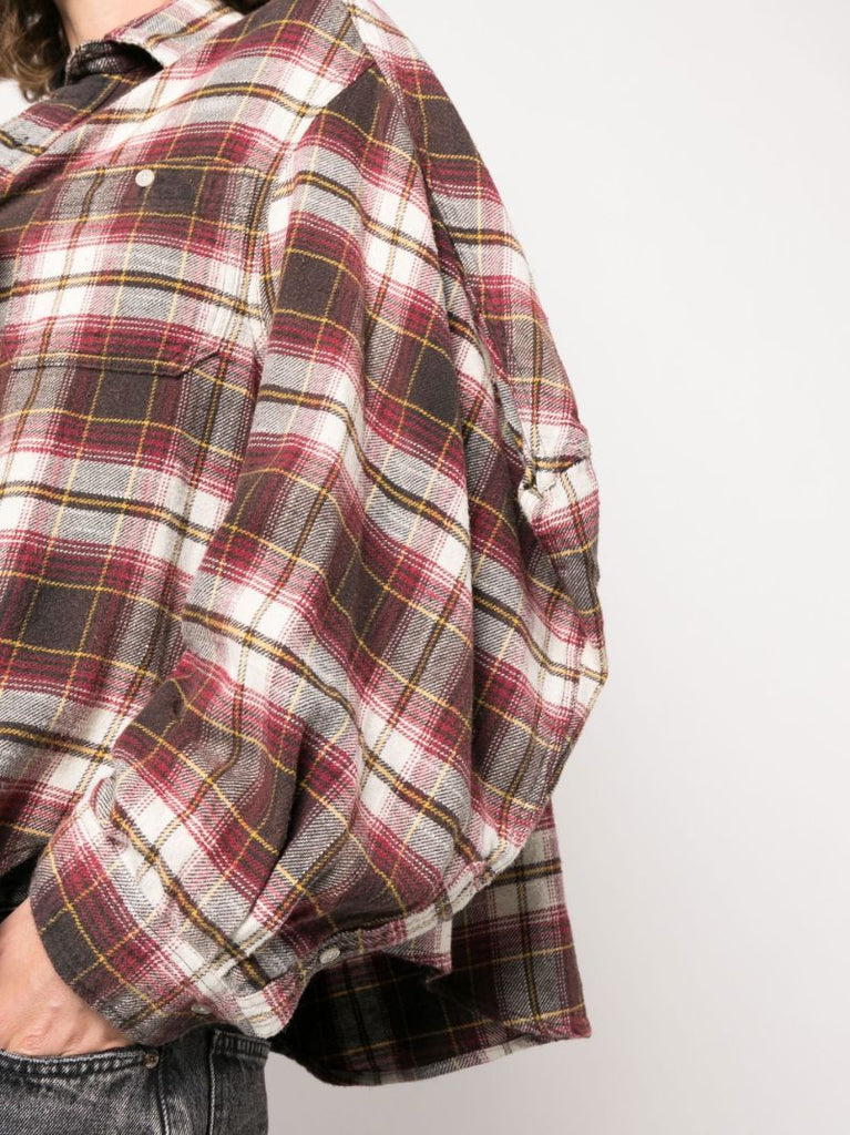 Red Ziggy Check Print Workwear Shirt