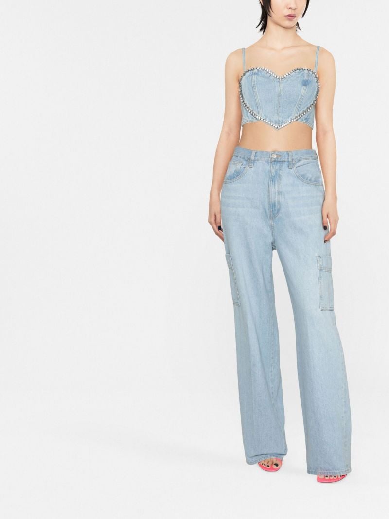 Blue Crystal Denim Corset Top
