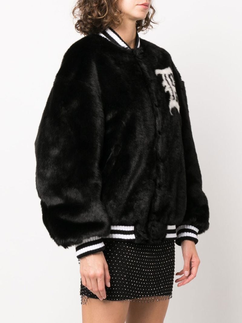 Black Faux Fur Bomber Jacket