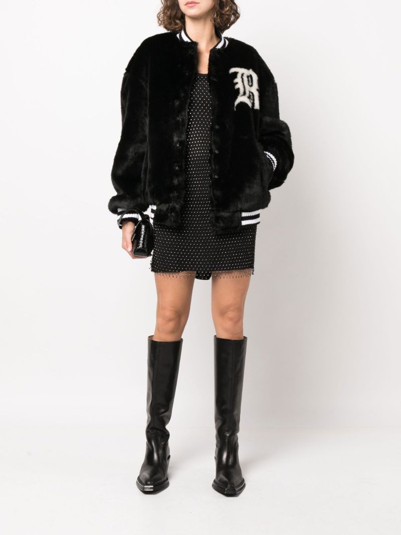 Black Faux Fur Bomber Jacket
