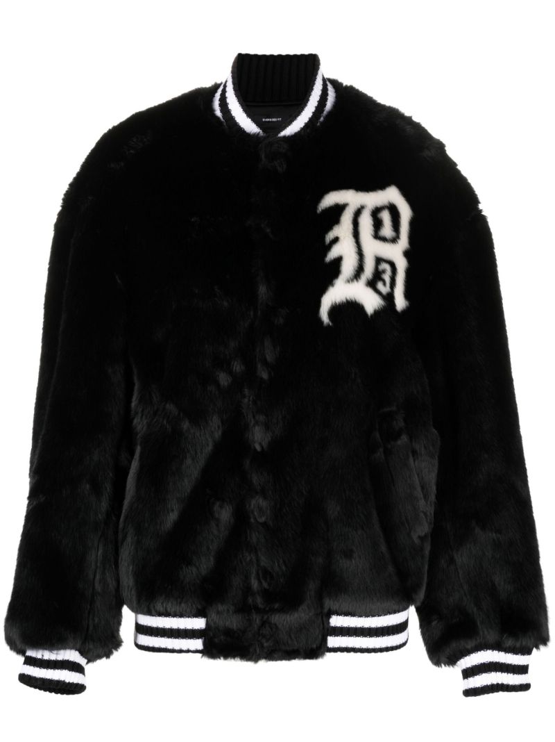Black Faux Fur Bomber Jacket