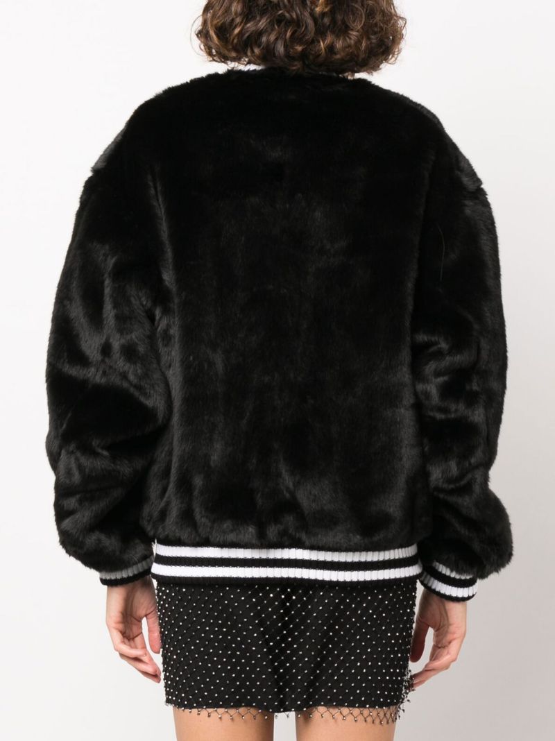 Black Faux Fur Bomber Jacket