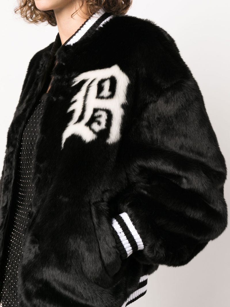 Black Faux Fur Bomber Jacket