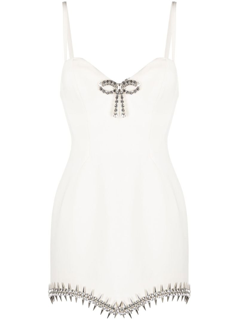 Neutral Crystal Spike Mini Dress
