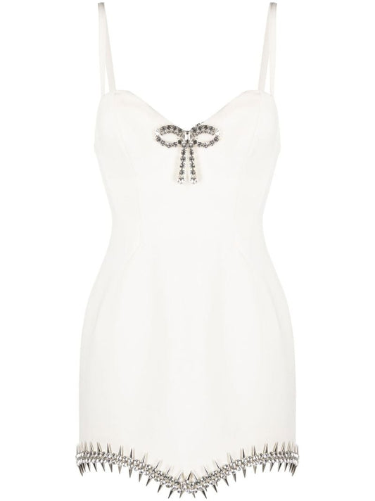 Neutral Crystal Spike Mini Dress
