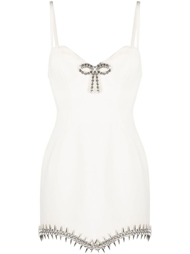 Neutral Crystal Spike Mini Dress