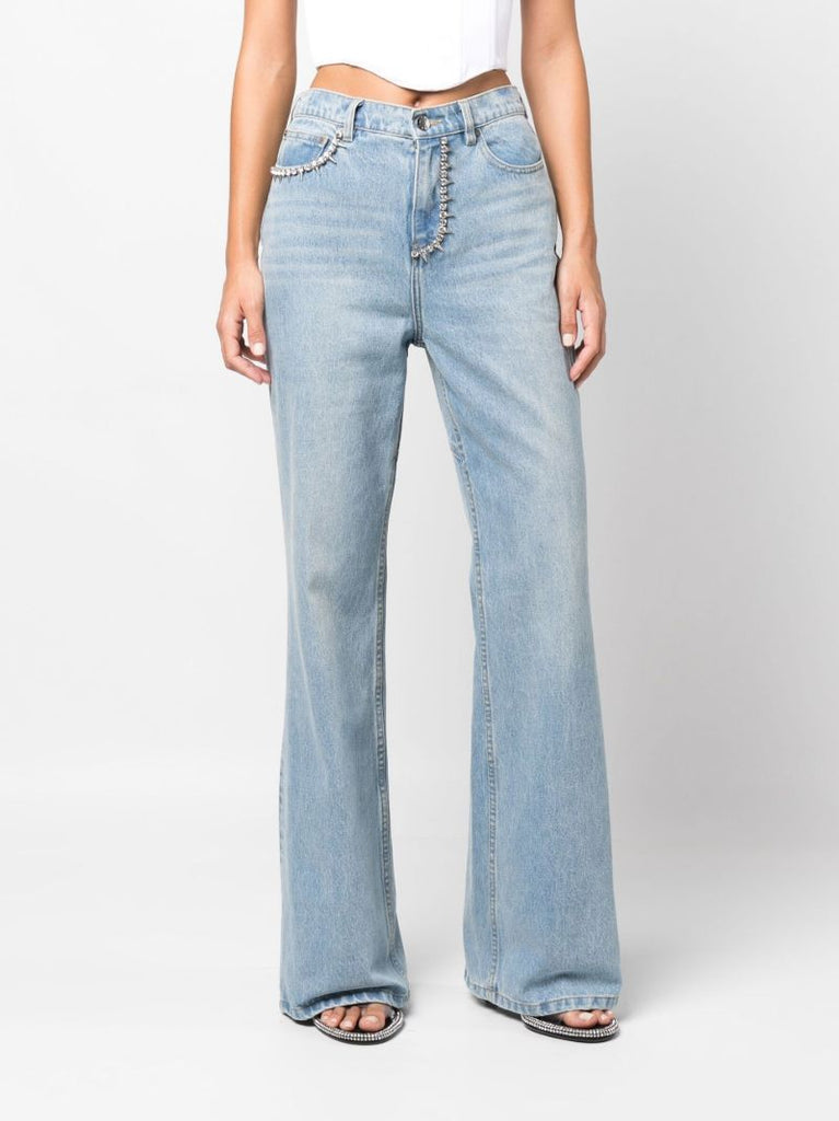 Blue 'area' Nameplate Bootcut Jeans