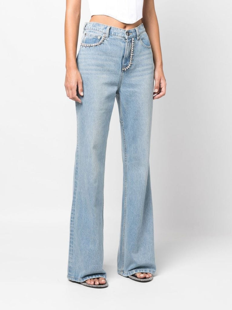 Blue 'area' Nameplate Bootcut Jeans